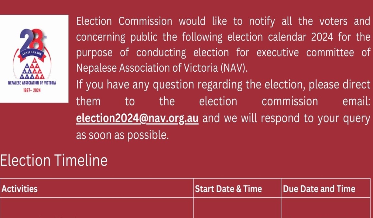 NAV Election Calendar 2024 Published